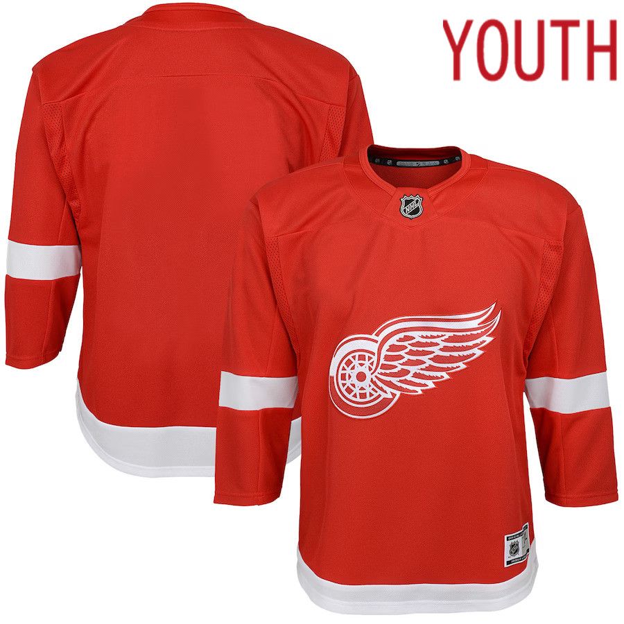 Youth Detroit Red Wings Red Home Blank Premier NHL Jersey->customized nhl jersey->Custom Jersey